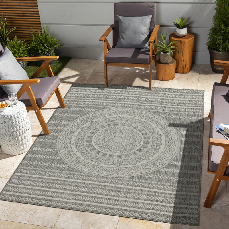 Silver 7Ft. 10In. X 10Ft. 3In. Area Rug Sunshine Gchar2018 - Indoor/Outdoor, Polypropylene, Stain , , Radiance - Zone