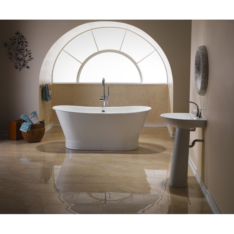 Wakely 67'' x Freestanding Soaking Cast Iron Bathtub, 28" H x 32" W x 67" L