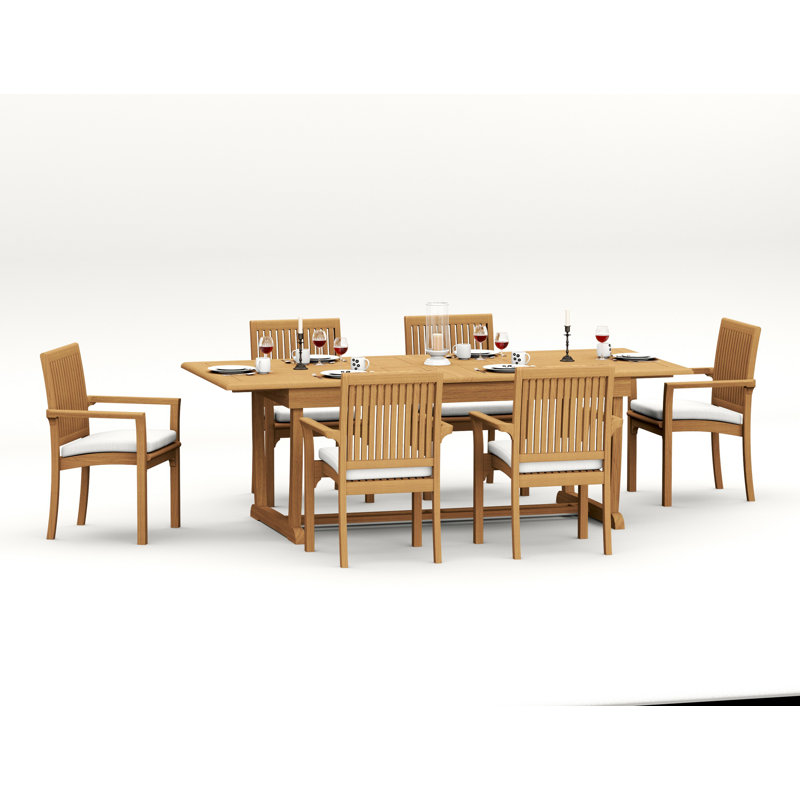 Lua Teak Wood Patio Dining Set with, 6