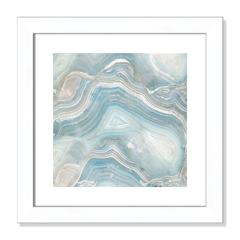 «Priya Agate in Blue I», reproduction d'art graphique encadrée, Blanc mat, H 25 po x l 25 po x P 1,25 po