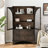 Modern Transitional Accent Storage Cabinet with Arched Glass Doors and Adjustable Shelf-1394738142