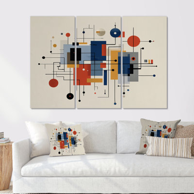 «Yellow Blue Geometric Pulse», impression d'art mural géométrique