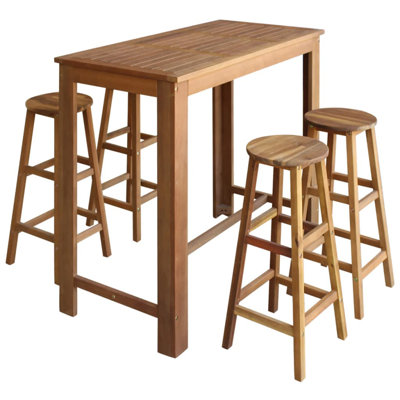 Golden Gracie Oaks Bar Set with Solid Wood Outer Material