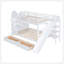 Lit superposé de style château double avec 2 tiroirs, 3 tablettes et glissière - blanc-129746799