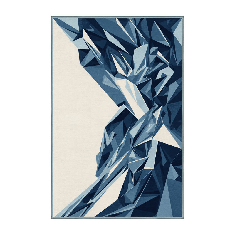 Tapis à motif géométrique doux et moelleux blanc Olivet, 8 x 12