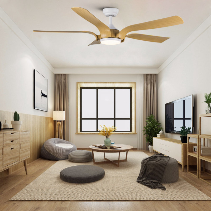 Klaudius 56'' Ceiling Fan with LED Lights, Antique Yellow, Gray