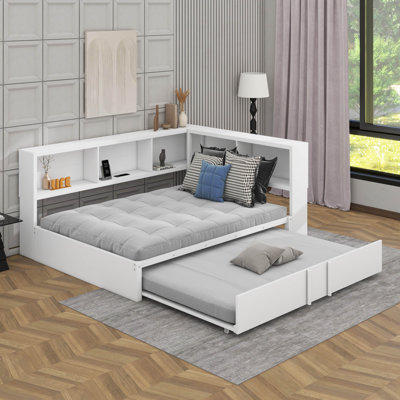 Full Size Metal Daybed With Trundle,Storage Cabinets And USB Ports by Red Barrel Studio