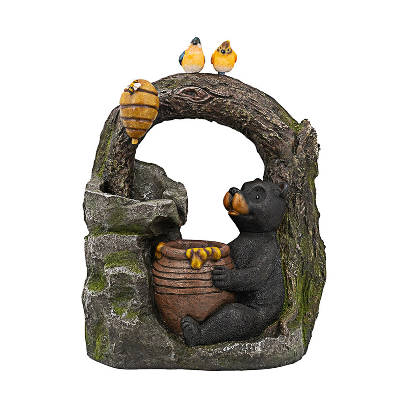 Two-Tiered Water Fountain With Woodland Animal Design