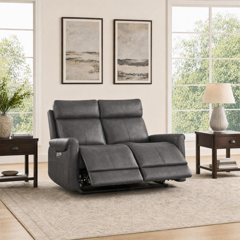 Canapé inclinable électrique 53,9 po 2 places, Gris crème