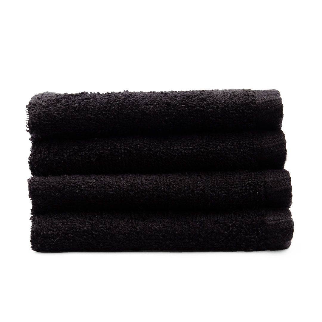 Catherine Lansfield Unisex Black 'Quick Dry' Face Cloth 4 Pack In - Image 2