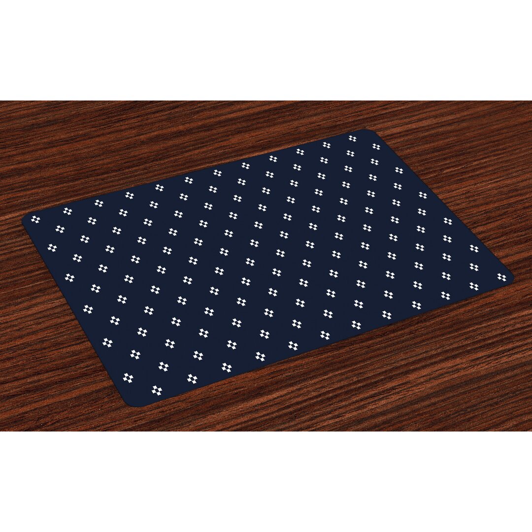 Platzmatten, Navy Inspired Pattern, Dunkelblau, Dunkelblau und Weiß