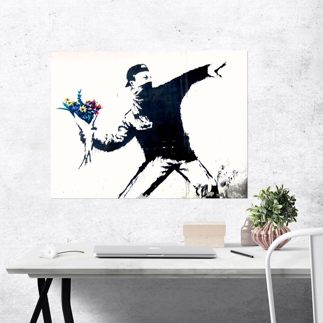 Poster Rage, The Flower Thrower, Bethlehem, Palestine Graffiti von Anonym (Banksy zugeschrieben)