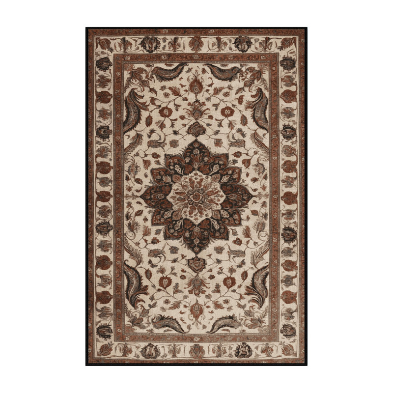 Machine Washable Persian Brown Area Rug, Runner 2' x 4'
