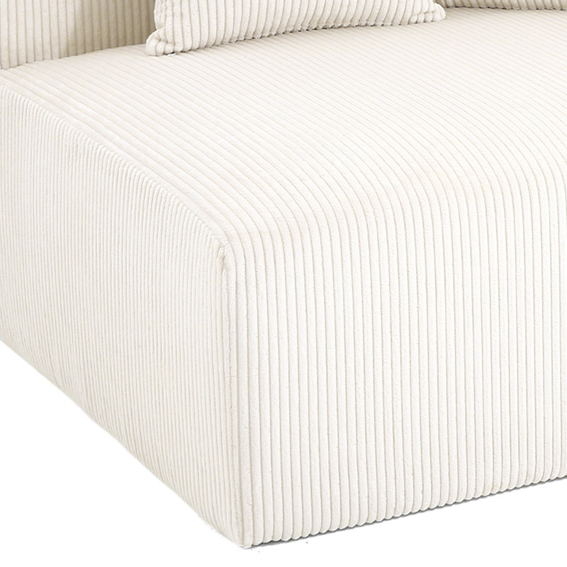 Méridienne rembourrée en velours côtelé avec coussin - entièrement compressée, aucun assemblage requis, Beige