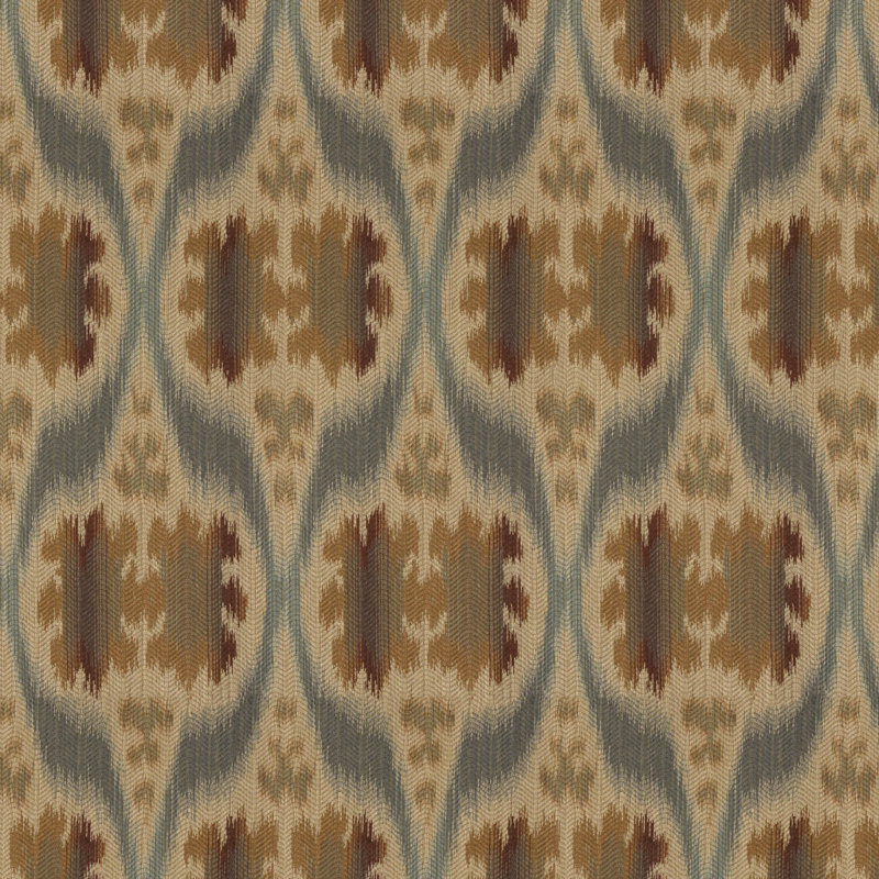 Guaranteed in Stock Rayon and Polyester Fabric, Blue / Beige / Brown