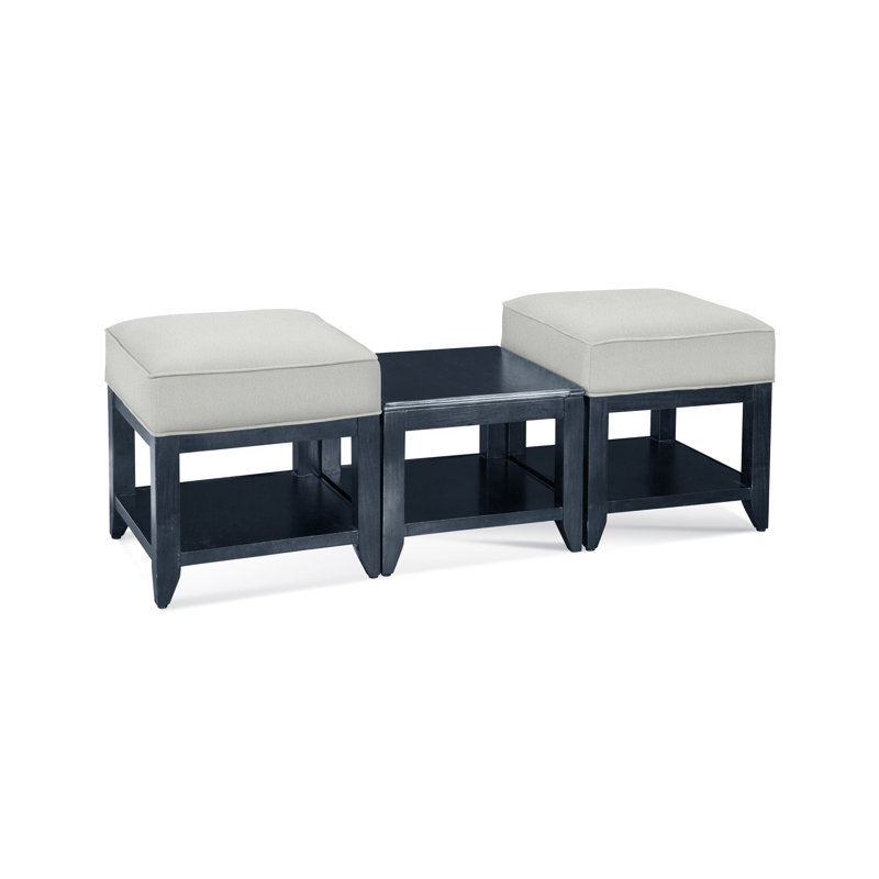Elements Upholstered Cube Ottoman, Vanilla Crypton Performance; 0822-91, Navy
