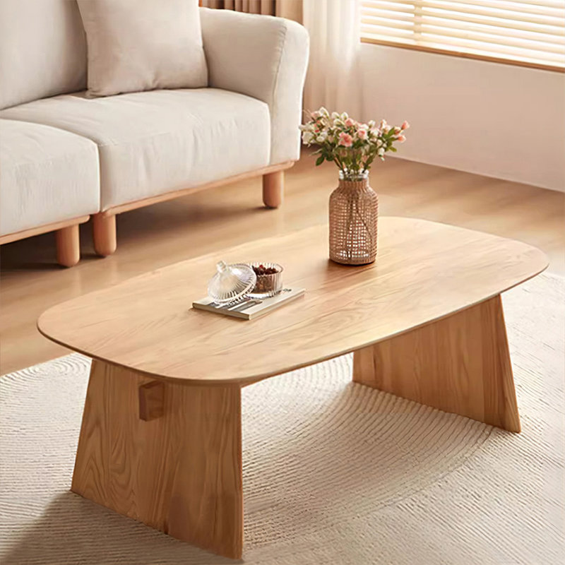 Burlywood Solid Wood Rectangular Coffee Table