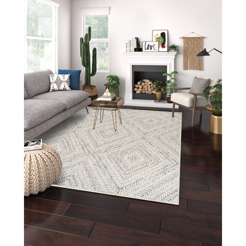 Tapis intérieur / extérieur turquoise Liguria Levanto, 6 pi 6 po x 9 pi 6 po