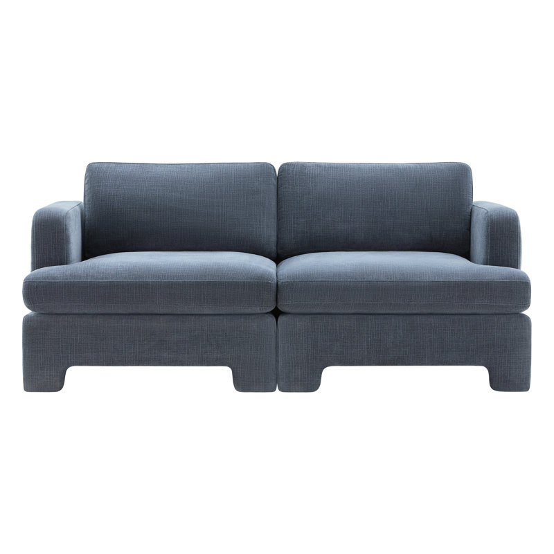 Causeuse modulaire rembourrée Jolie 77 po Jolie, Chenille Selene Indigo Performance