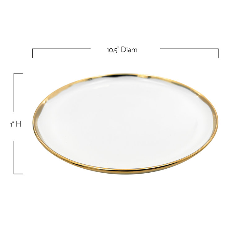 Assiette plate Canvas Home Dauville, Glacis blanc/or