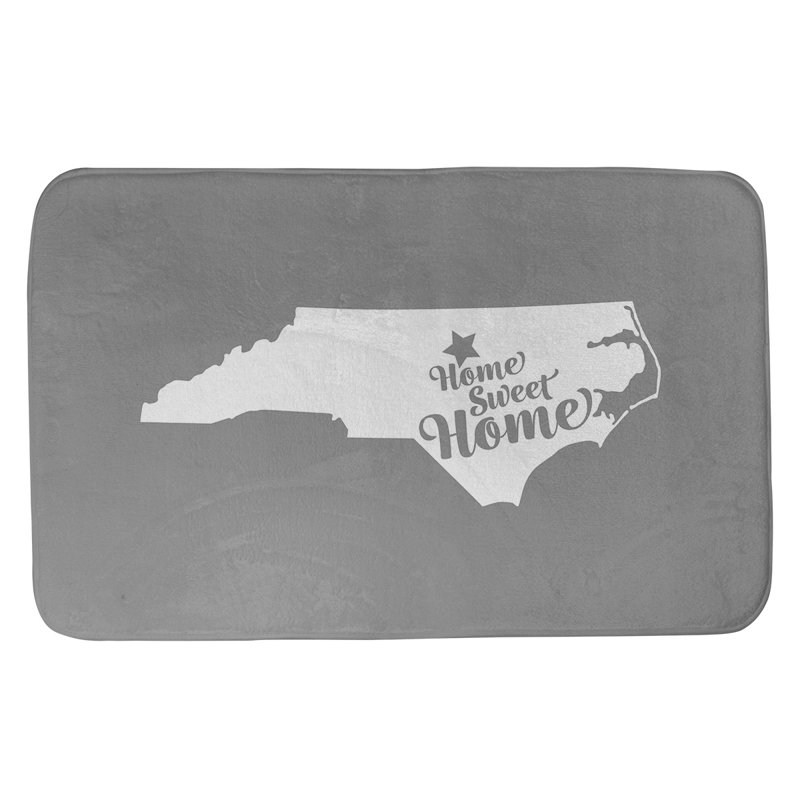 Tapis rectangulaire antidérapant pour salle de bain, L 17 po x L 21 po, Sarcelle, Home Sweet North Carolina 1
