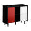 Buffet noir et rouge avec 2 tiroirs ouverts-819358026