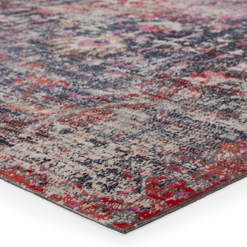 Tapis bleu foncé / rouge oriental / intérieur Jaipur Living Fayette (5 pi 3 po x 7 pi 6 po), Rectangle 5 pi 3 po x 7 pi 6 po