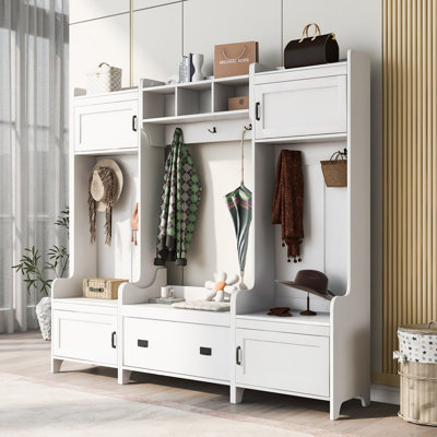 72" H Hall Tree with Open Storage, 4-in-1 Hall Tree with Bench by Winston Porter