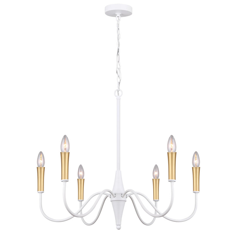 6 - Light Dimmable Classic / Traditional Chandelier, White