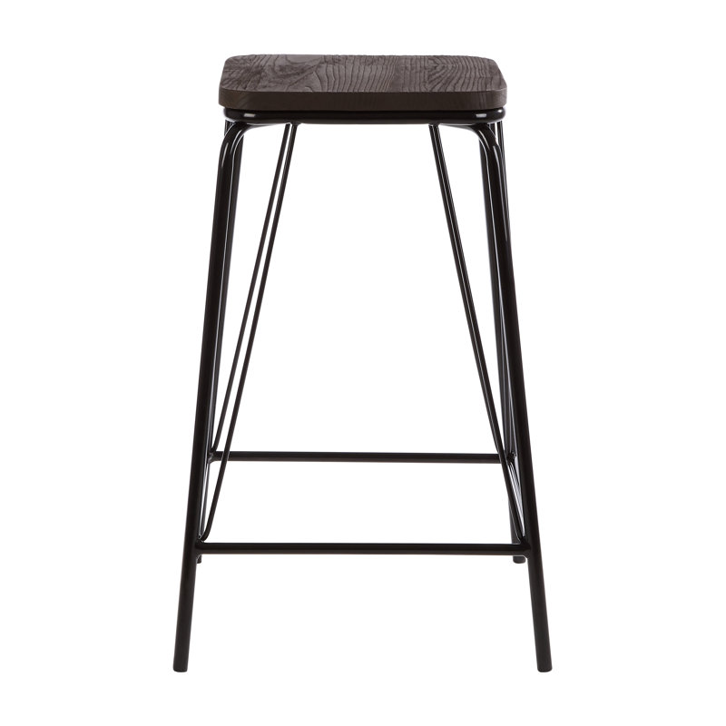 Laughlin Counter Stool with Metal Frame, Dark Brown/Black