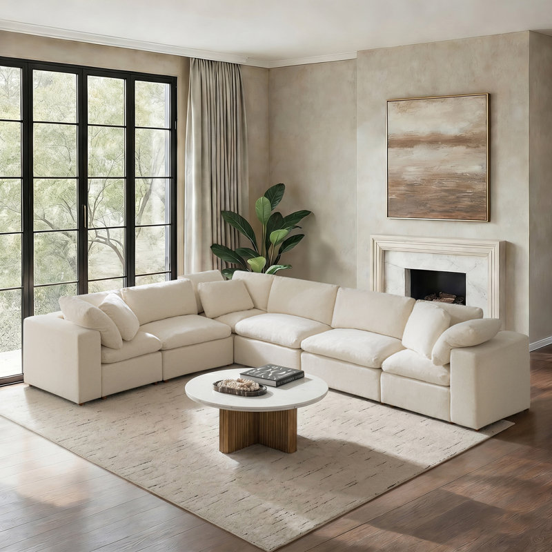 Canapé modulaire rembourré Alberto, Linen Polyester