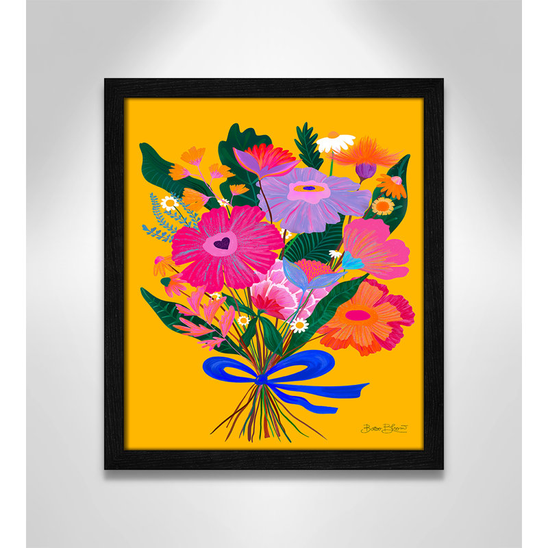 Imprimé éclectique de fleurs par Bloom, Black Woodgrain, L 13 po x H 15 po, Impression encadrée