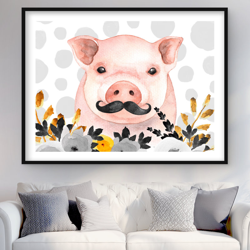 Petit cochon déguisé - reproduction encadrée mate pour la décoration intérieure