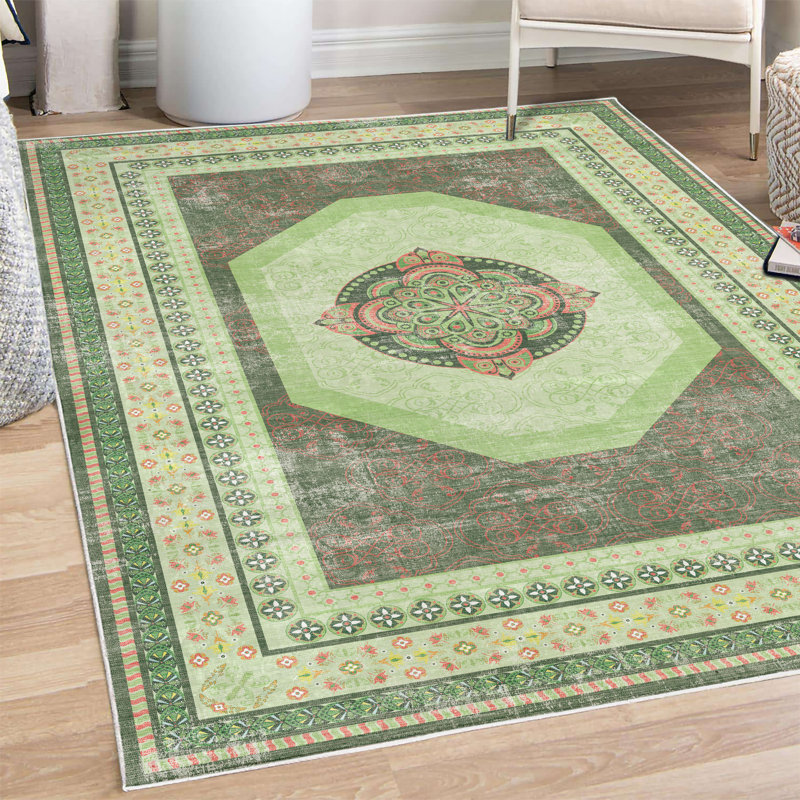 Tapis décoratif en fibre de polyester à haute densité Maret, Rectangle 4 pi x 5 pi 5 po