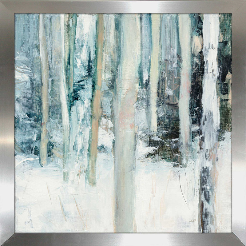«Winter Woods I», reproduction de peinture acrylique, H 21,5 po x l 21,5 po x P 0,75 po, Encadrement argenté