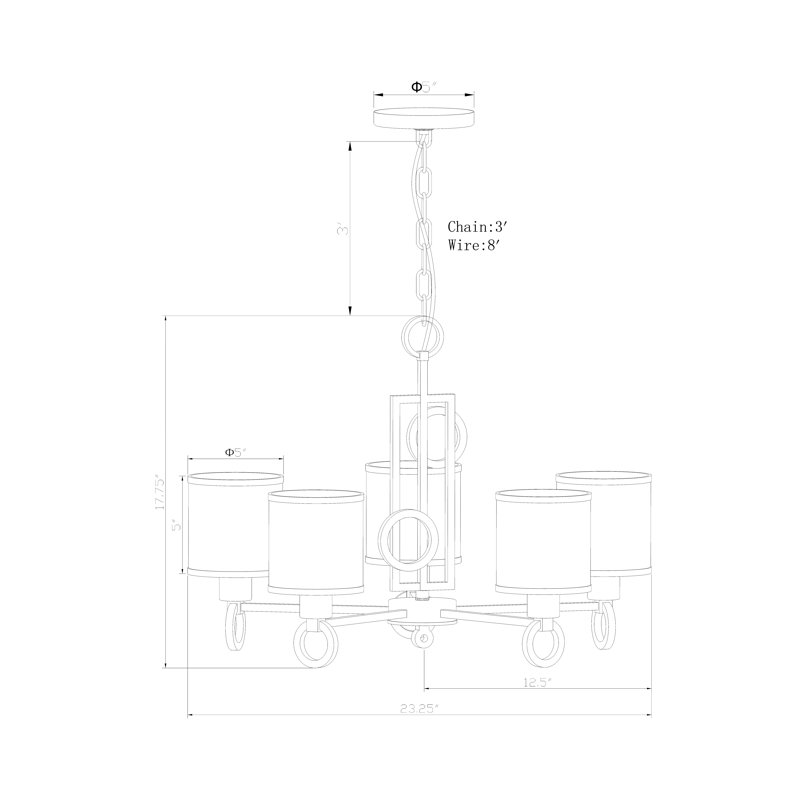 5 - Light Dimmable Chandelier