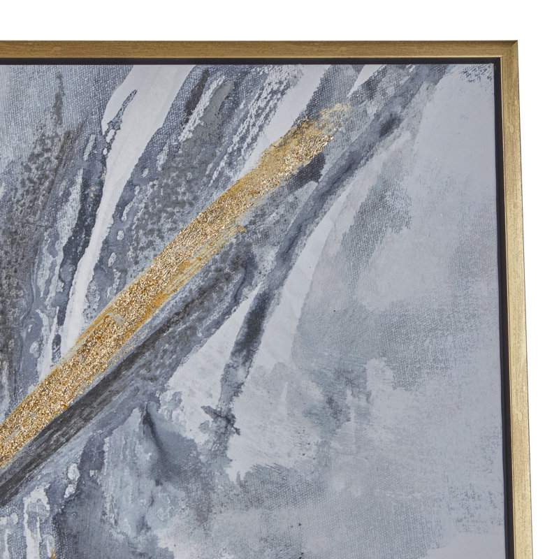 CosmoLiving by Cosmopolitan Gold Canvas Abstract Framed Wall Art with Gold Frame, 29'' H x 39'' W