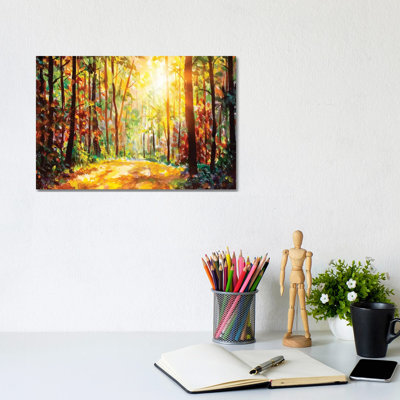 Vivid Morning In Colourful Forest by Valery Rybakow - Wrapped Canvas Painting