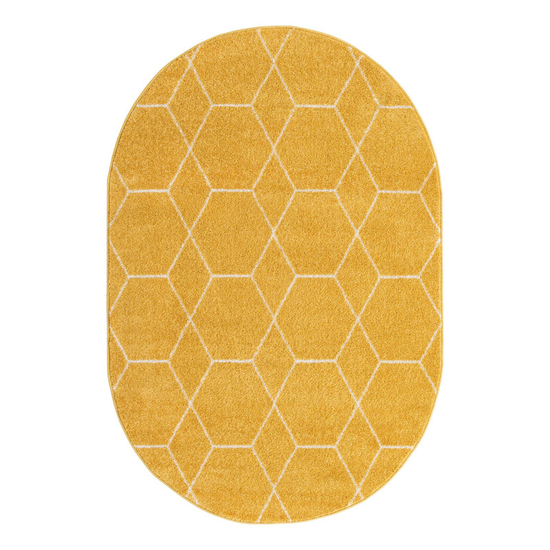 Tapis géométrique Debrodie, Ovale 4 pi 1 po x 6 pi 1 po, Gris foncé