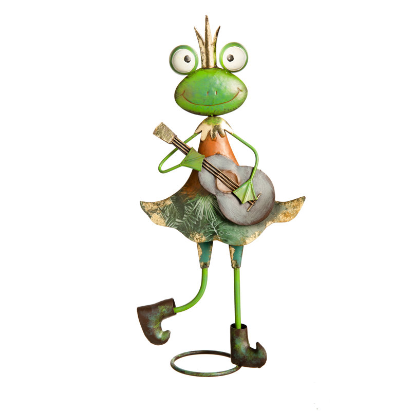 Statuette de jardin grenouille en métal Javoris