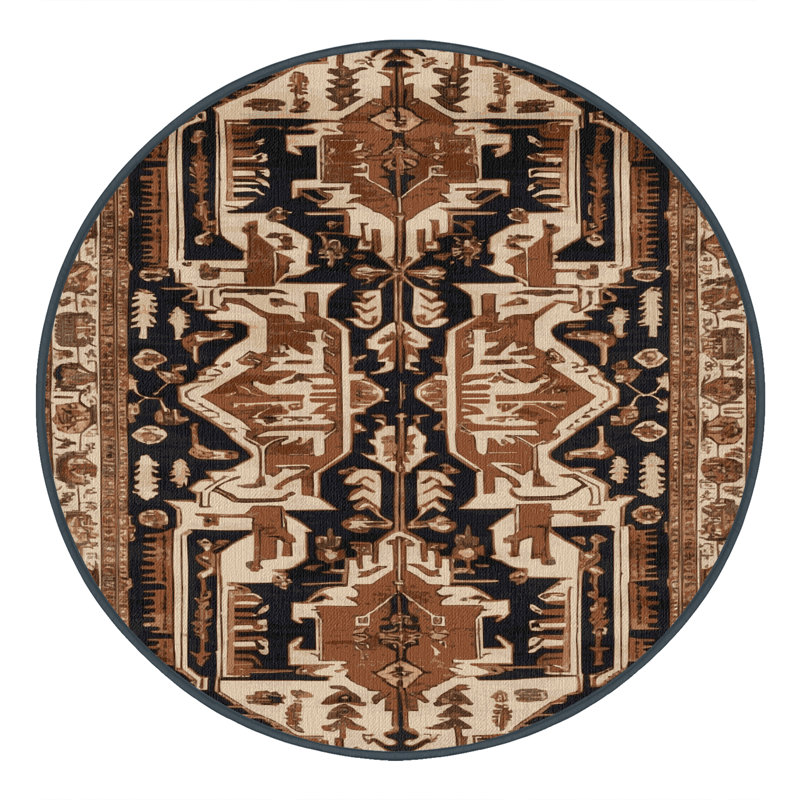 Tapis brun lavable à la machine, Rond 5 pi