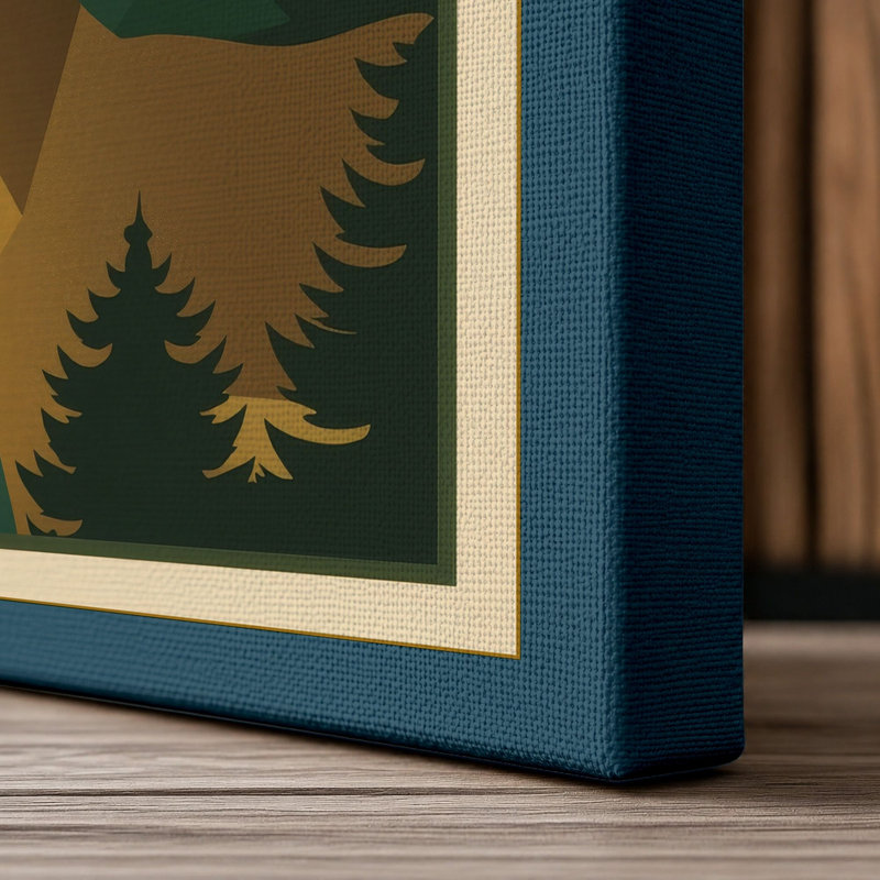 Forest Deer Scandinavian - Wrapped Canvas, 36x24 - 91.4 x 61.0 cm, Teal Border