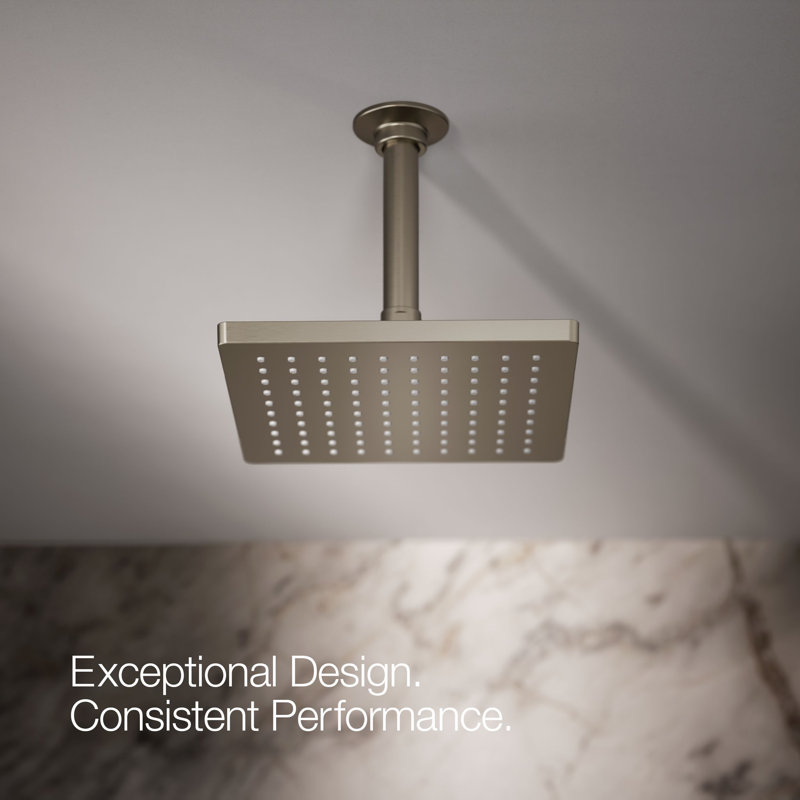 Honesty 8" Single-Function Wall or Ceiling-Mount Square Rainhead, Square Rain Showerhead 1.75 GPM, Vibrant Brushed Nickel