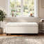 Banc blanc avec rangement, pieds en bois d'hévéa, capacité de charge de 300 lb, capitonnage à boutons et coutures en losange, charnières douces, idéal pour la décoration intérieure, espace de rangement, style, pièce