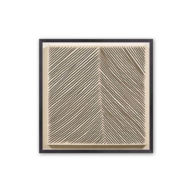 Illusion linéaire moderne IV, Cadre simple en zinc patiné, H 13,75 po x l 13,75 po