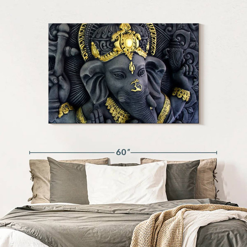 Adella Black Gold Ganesha Statue, 32" H x 48" W