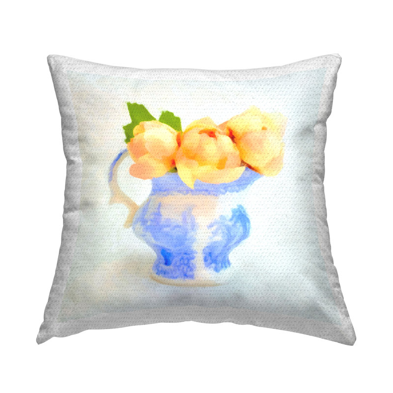 Coussin d'extérieur à imprimé floral Rose Buds par GraffiTee Studios