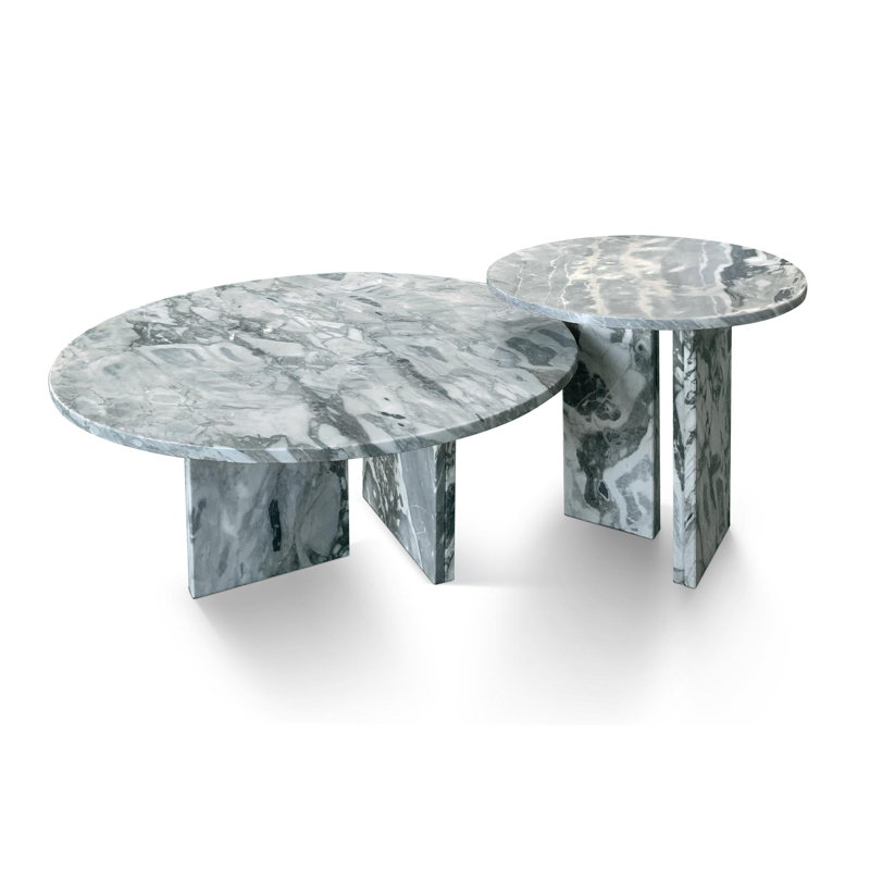 ensemble de tables basses en marbre naturel, Bleu/gris