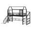 Lit mezzanine House avec glissade et escalier, lit de jeu en métal avec tablettes de rangement-1634609156-1634609155
