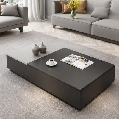 Table basse moderne à plateau relevable avec rangement caché et tiroirs